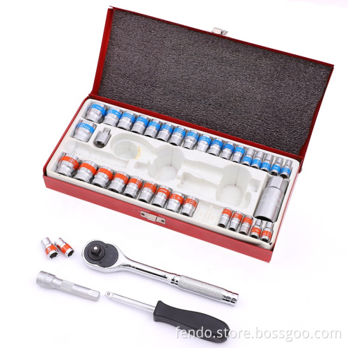 40pcs Master Hex Hardware Machinery Ratchet Socket Tool Set